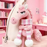 【HandStyle】吊飾 2026馬年傲嬌圍巾小馬個性絨毛吊飾(27040) _粉馬吉祥物x帶圍巾