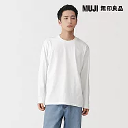 【MUJI 無印良品】男天竺圓領長袖T恤 M 白色