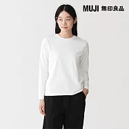 【MUJI 無印良品】女天竺圓領長袖T恤 S 白色