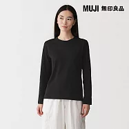 【MUJI 無印良品】女天竺圓領長袖T恤 M 黑色
