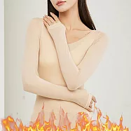 【AnZa】高彈發熱保暖內搭面膜無痕上衣(2色) L 膚色