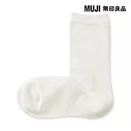 【MUJI 無印良品】女足口柔軟舒適直角襪23-25cm 柔白