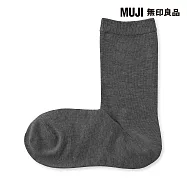 【MUJI 無印良品】女足口柔軟舒適直角襪23-25cm 墨灰