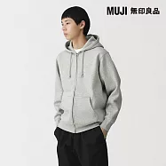【MUJI 無印良品】男裏毛拉鍊連帽外套 S 灰色