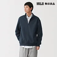 【MUJI 無印良品】男半拉鍊裏毛衫 L 深藍