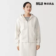 【MUJI 無印良品】女裏毛拉鍊連帽外套 S 柔白
