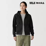 【MUJI 無印良品】女裏毛拉鍊連帽外套 M 黑色
