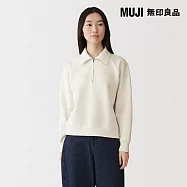 【MUJI 無印良品】女半拉鍊裏毛衫 M 柔白