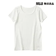 【MUJI 無印良品】兒童針織圓領短袖T恤 110 柔白
