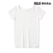 【MUJI 無印良品】幼兒針織圓領短袖T恤 90 柔白