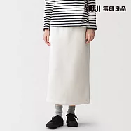 【MUJI 無印良品】女裏毛直筒裙 S 柔白