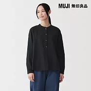 【MUJI 無印良品】女吉貝木棉混二重紗織長袖套衫 L 黑色
