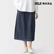 【MUJI 無印良品】女水洗丹寧舒適裙 S 暗藍