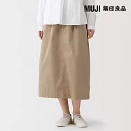 【MUJI 無印良品】女水洗棉舒適裙 L 米色