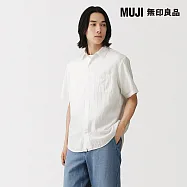 【MUJI 無印良品】男吉貝木棉混二重紗織短袖襯衫 S 白色