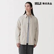 【MUJI 無印良品】男水洗平織布寬鬆襯衫 M 淺灰