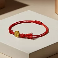 【HandStyle】手鍊 福字飾牌平安好運雙線編織細繩手鍊(72020) _大紅色