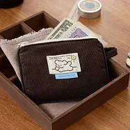 【韓國Livework】燈心絨 小狗 拉鍊零錢包 ‧ 深棕色