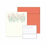 【日本EL COMMUN】動物x花卉活版印刷信封紙組 ‧ 無尾熊x康乃馨