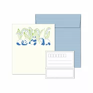 【日本EL COMMUN】動物x花卉活版印刷信封紙組 ‧ 熊貓x鈴蘭