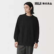 【MUJI 無印良品】男抗UV速乾鬆餅紋圓領長袖T恤 L 黑色