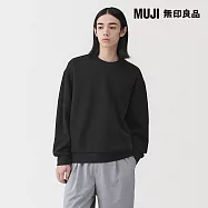 【MUJI 無印良品】男二重織圓領套衫 M 黑色