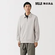 【MUJI 無印良品】男二重織有領套衫 S 淺灰