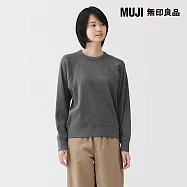 【MUJI 無印良品】女鬆餅紋圓領長袖T恤 S 墨灰