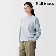 【MUJI 無印良品】女鬆餅紋圓領長袖T恤 XL 淺藍