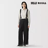 【MUJI 無印良品】女吉貝木棉混吊帶褲 S 黑色