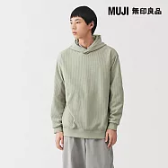 【MUJI 無印良品】男抗UV速乾鬆餅紋連帽上衣 S 淺灰