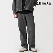 【MUJI 無印良品】男吉貝木棉混丹寧寬版褲 M 灰白