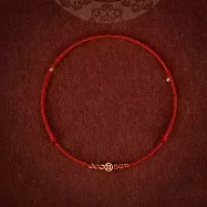 【水星記】手鍊 極細錢多多金幣招財編織紅色手繩(93025) _喜樂紅