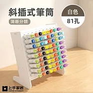 【上手家居】斜插式筆筒-81孔(文具收納盒/筆架/馬克筆收納架/文具收納/桌上收納) 白色