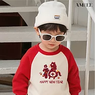 【AMIEE】福氣馬年銀狐絨圓領親子裝(KDTQ-6603C) 110 紅杏拼