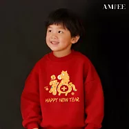 【AMIEE】福氣馬年圓領親子裝(KDTQ-6603A) 110 酒紅