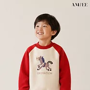 【AMIEE】馬年喜氣銀狐絨圓領親子裝(KDTQ-9859C) 110 紅杏拼