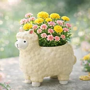 【日本Green House】可愛蹲立動物 裝飾小盆栽 ‧ 草泥馬