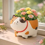【日本Green House】可愛蹲立動物 裝飾小盆栽 ‧ 三花貓