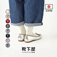Tabio日本靴下屋〈背面蝴蝶結刺繡中筒襪〉 01 奶油白 x 淡藍蝴蝶結