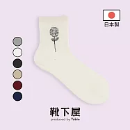 Tabio日本靴下屋〈小花刺繡中筒襪〉 01 奶油白