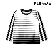 【MUJI 無印良品】兒童棉天竺圓領長袖T恤 110 黑橫紋