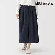【MUJI 無印良品】女吉貝木棉混輕磅丹寧褲裙 S 深藍