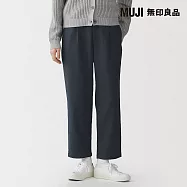 【MUJI 無印良品】女撥水加工彈性打褶錐形褲 S 暗藍