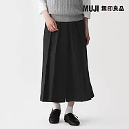 【MUJI 無印良品】女二重織日式和服寬襬褲 S 黑色