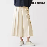 【MUJI 無印良品】女二重織日式和服寬襬褲 M 象牙白
