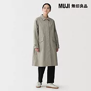 【MUJI 無印良品】女撥水加工折領長版大衣 S 灰棕