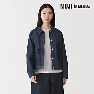 【MUJI 無印良品】女吉貝木棉混丹寧外套 L 暗藍