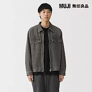 【MUJI 無印良品】男吉貝木棉混丹寧外套 M 灰白