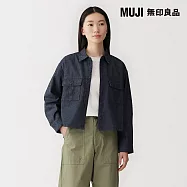 【MUJI 無印良品】女吉貝木棉混輕磅丹寧長袖襯衫 S 暗藍